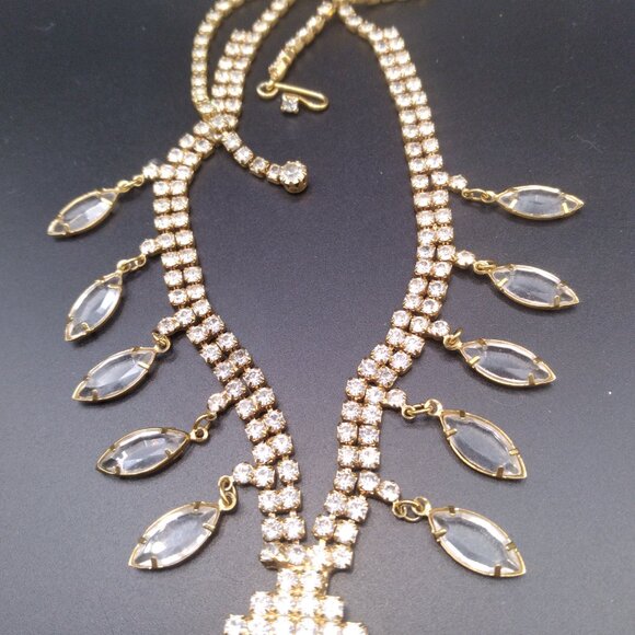 Vintage Juliana D&E Rhinestone Bezel Crystal Necklace Set in Gold Tone - Picture 3 of 10